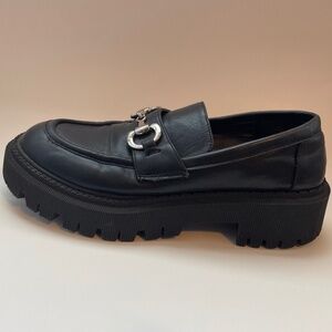 Forever 21 Chunky Loafers Goth Black Platform Size 7‎